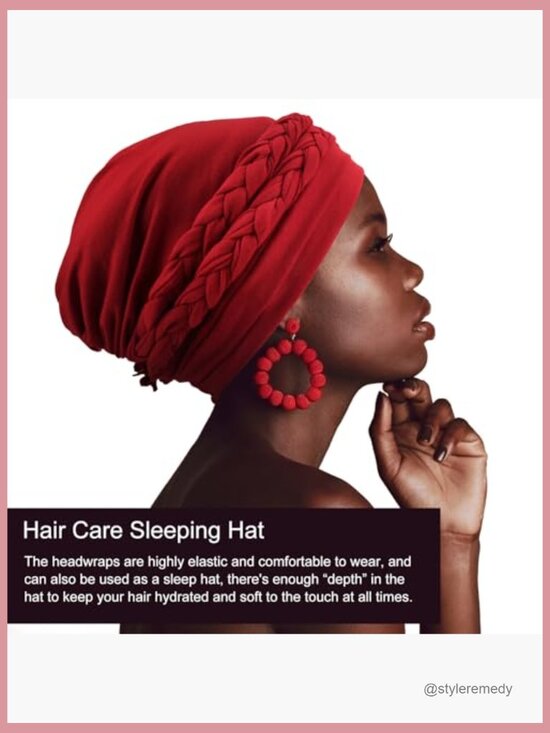 African Turban Caps Beanie Twist Headscarf Pre-Tied Double Twisted Braids